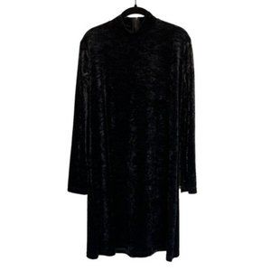 Vintage Allyson II 90's Long Sleeve Mock Neck Black Velvet Shift Dress